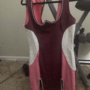 Nasty Gal Red and White Sheath Mini Dress